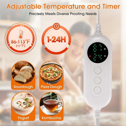 Folding Bread Proofing Box - 86-113℉ Temperature Control & 24H Timer, Dough Proofer with Metal Rack, Foldable Proofing Warming Box for Sourdough, Bread Baking, Pizza, Yogurt