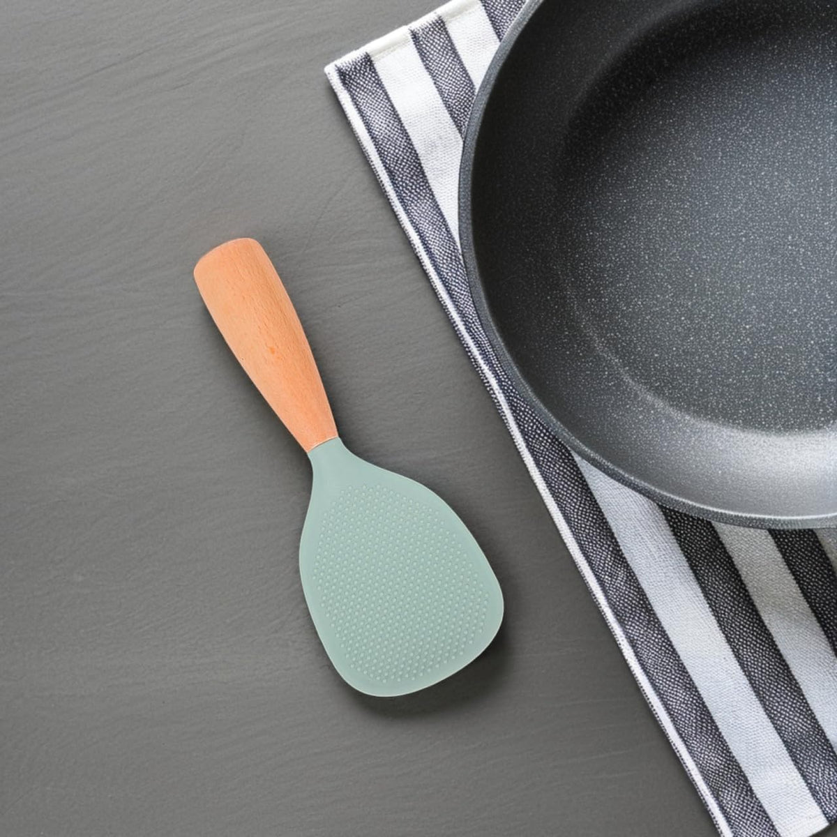MAGICLULU Silicone Rice Paddle with Wooden Handle, Non Stick Rice Spoon