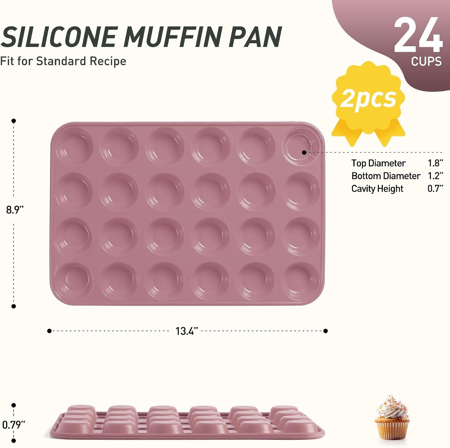 2 Pack 12 Cups Silicone Muffin Pan with Metal Reinforced Frame Regular Size Silicone Molds Cupcake Cake Baking Pans Cookie Baking Chocoflan Cupcake Mold Nonstick Muffin Tin Home Baking Supplies
