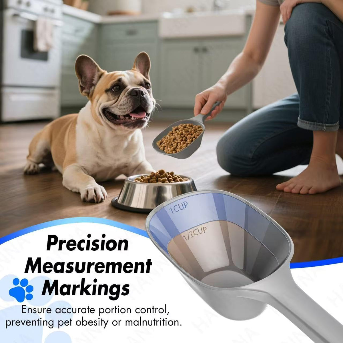 Food Scoop, Cup Capacity Dog Food Scooper With Measuring Lines For Dog, Puppy and Cat Coffee Bean Flour Scoop Set (Grey)