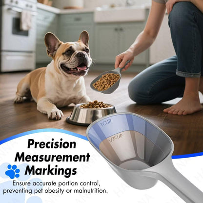 Food Scoop, Cup Capacity Dog Food Scooper With Measuring Lines For Dog, Puppy and Cat Coffee Bean Flour Scoop Set (Grey)