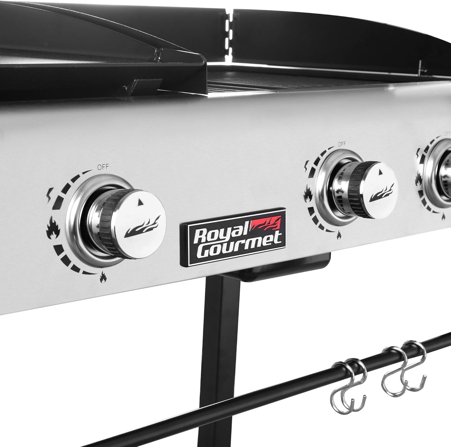 Royal Gourmet GD401C 4-Burner Propane Gas Grill and Griddle Combo with Cover, Griddle Grill Combo with 48,000 BTUs Output for Outdoor Cooking While Camping or Tailgating, Black & Silver