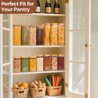 ComSaf 2Pcs Large Glass Storage Containers with Lids 4Qt, 1 Gallon Wide Mouth Flour Sugar Storage Containers, Large Capacity and Sealed for Rice, Cereal, Oat, Easy Clean and Scoop, Pantry Organization