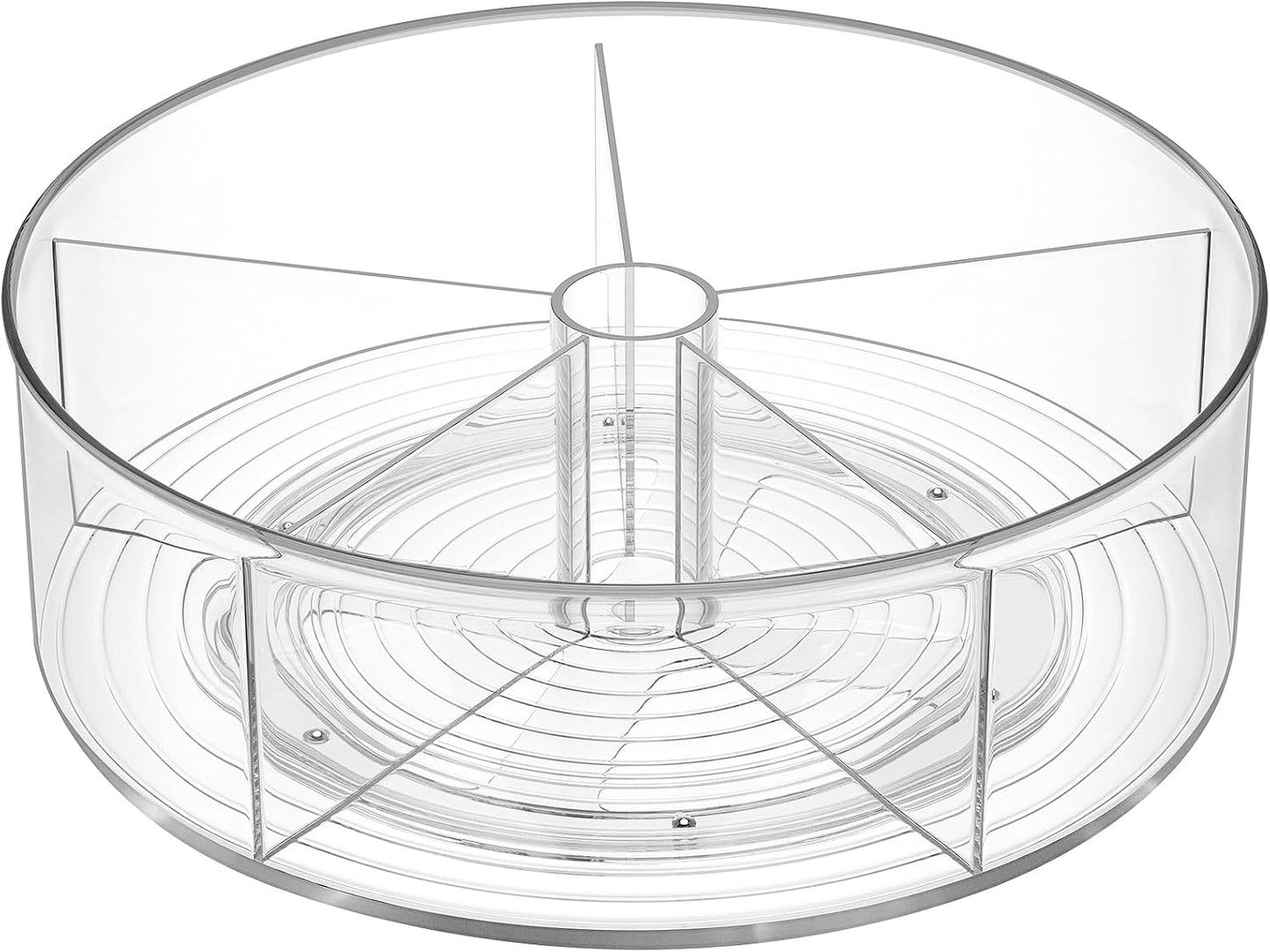 2 Pack Lazy Susan Organizer, 9 inch Rotating Storage Organizer with 4 Removable Bins, Lazy Susan Turntable Organizer for Fridge, Kitchen, Vanity, Cabinet