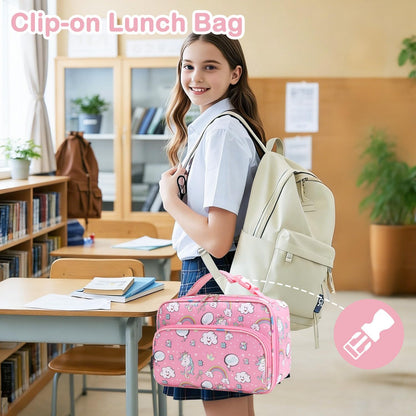 FlowFly Kids Lunch box Insulated Soft Bag Mini Cooler Back to School Thermal Meal Tote Kit for Girls, Boys, Astronaut - Colors B