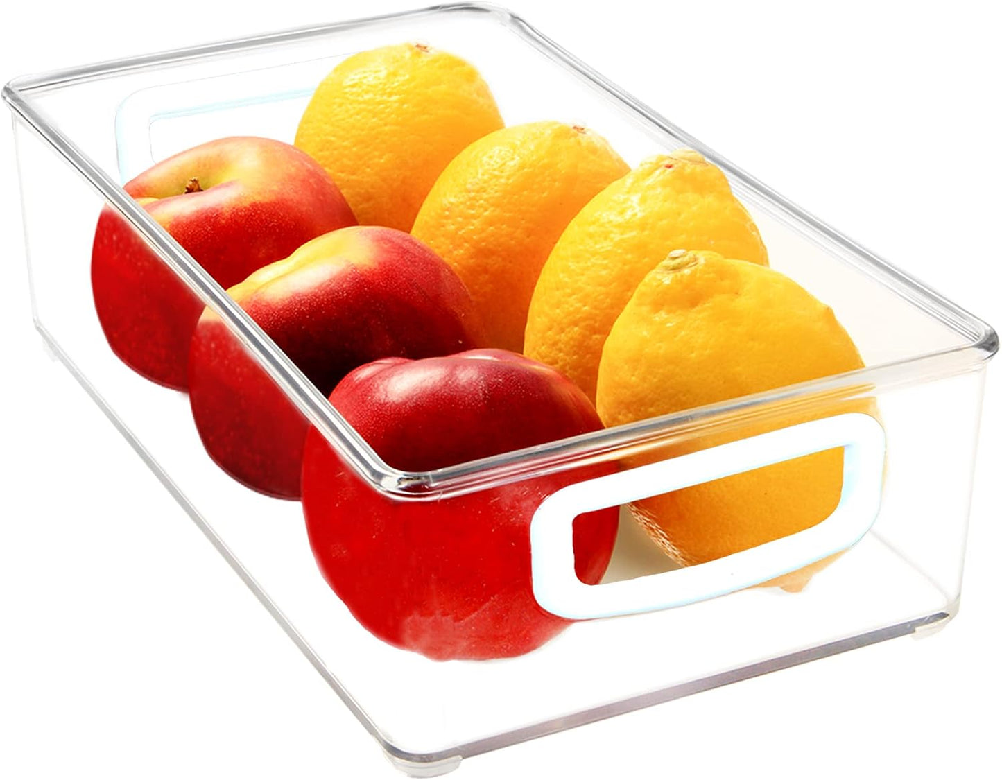 Youngever 4 Pack Stackable Plastic Storage Organizer Container Bins, Stackable Storage Bins with Handler for Refrigerator, Pantry (10" x 4" x 3")