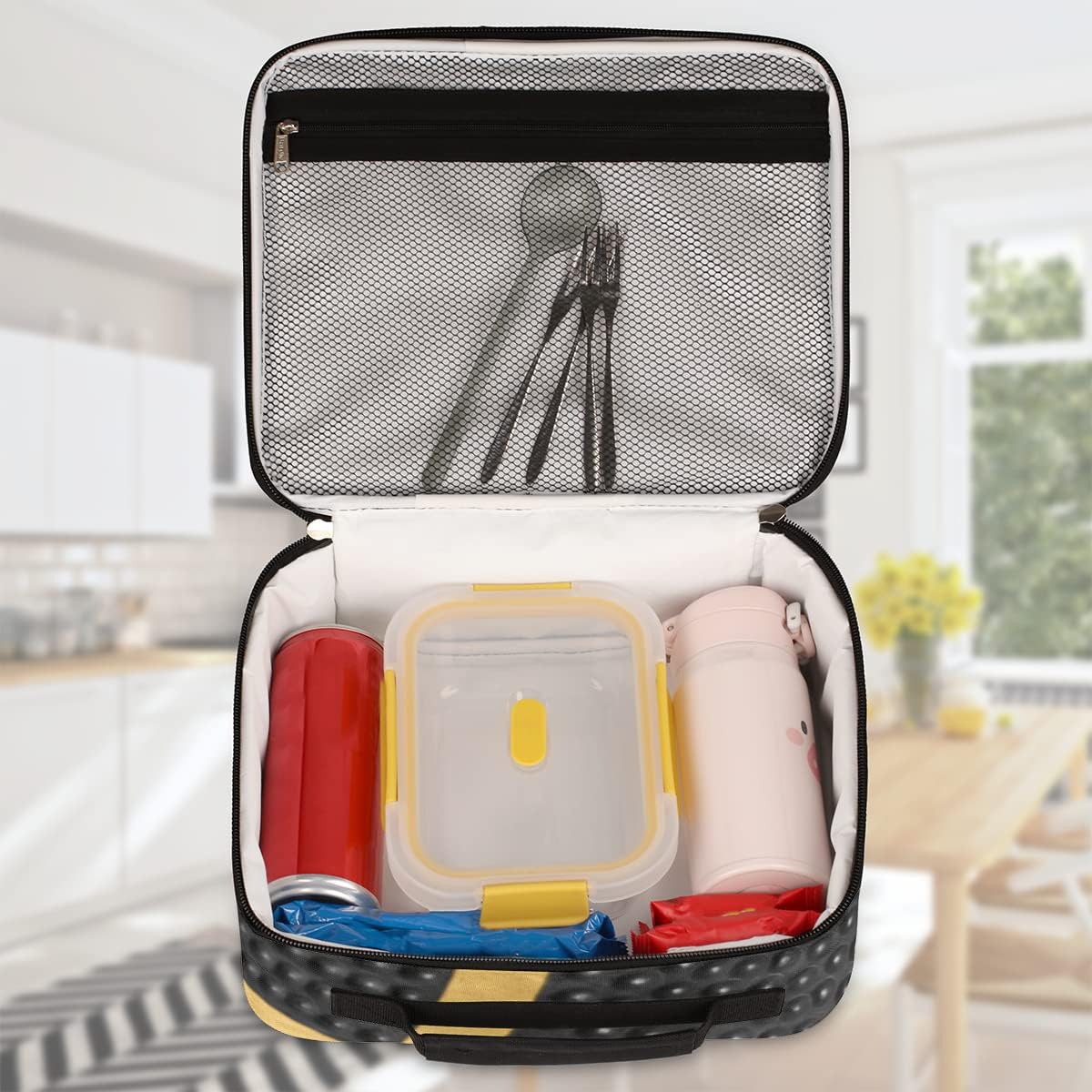 Kids Lunch Box for Boys Girls Black Red Sport Basketball Insulated Lunch Bag Reusable Small Cooler Bag Meal Containers Tote Kit for School Travel Women Men