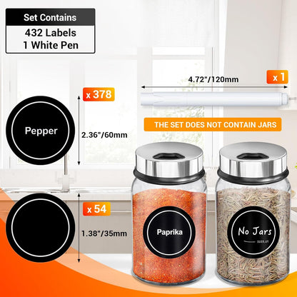 Segarty Food Label Stickers, 300 Pcs Blank Expiration Date Stickers to Write On, with 1 Black Pen, Waterproof Removable Freezer Labels for Glass Spice Jars, Canister, Food Container