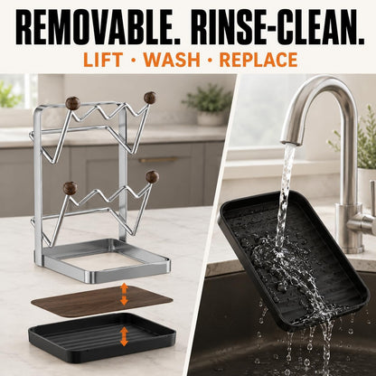 2-Tier Pot Lid Organizer and Cutting Board Holder for Kitchen Counter