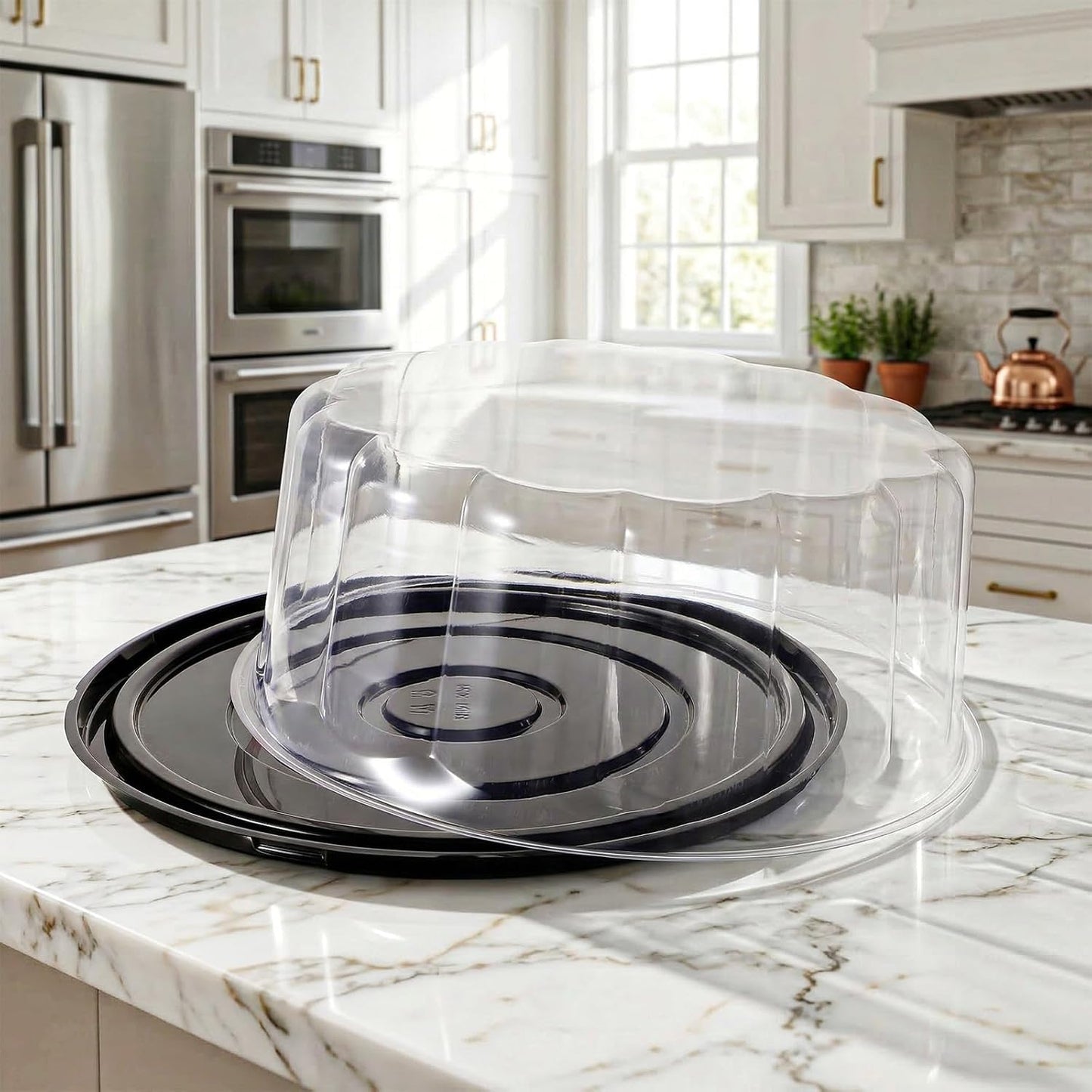 Kifmurase 10Pcs Round Cake Pies Carriers, 10 Inch Plastic Disposable Cake Containers with Dome Lids, Clear Cake Boxes, Disposable Pie Platters Pizza Carrier Boxes, Sandwich Trays