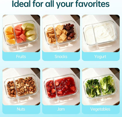 3 Pack Glass Snack Containers, Glass Snack Pack Containers with Airtight Lids, No Leak, Easy Open Small Food Storage Container, Reusable Meal Prep Container, Perfect Lunch Box for Outdoor