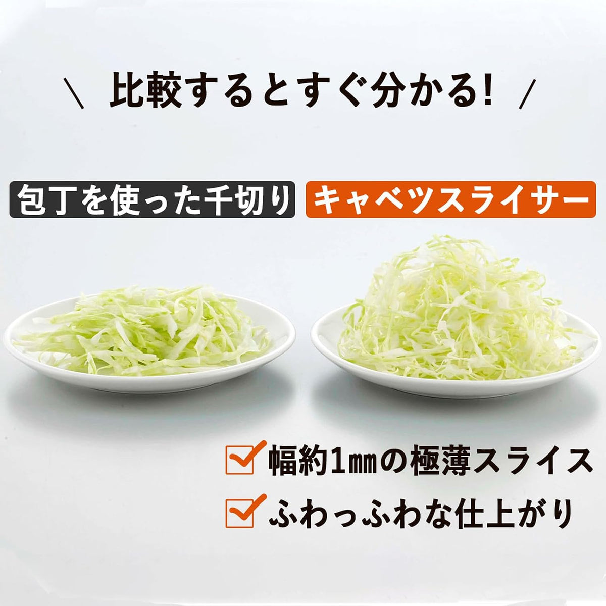 Shimomura Sales Tonkatsu Shop Tsubamesanjo 35950 Cabbage Slicer with Extra Fine Cut in Minutes, Made in Japan, Fluffy Julienne Slicer, 0.04 inch (1 mm) Wide, Sharp Sharpness, Whole Half Ball Slices