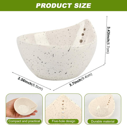 Herb Stripper Bowl, Resin Kitchen Herb Leaf Stripping Tool, 5‑Hole Speckled Bowl for Thyme, Basil, Rosemary, Parsley, Oregano, Cilantro, Kale, Collects Stripped Herb Leaves, Dishwasher Safe，White