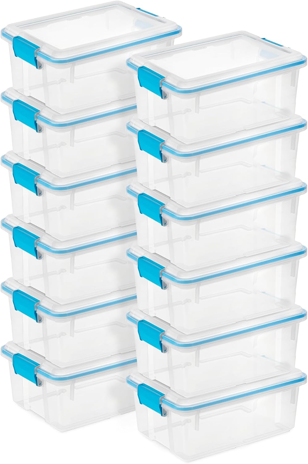 Sterilite 80 Qt Gasket Box, Stackable Storage Bin with Latching Lid and Tight Seal, Plastic Container to Organize Basement, Clear Base and Lid, 1-Pack