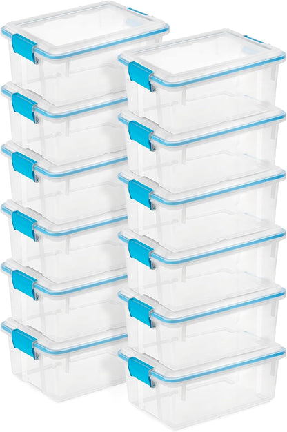 Sterilite 80 Qt Gasket Box, Stackable Storage Bin with Latching Lid and Tight Seal, Plastic Container to Organize Basement, Clear Base and Lid, 1-Pack