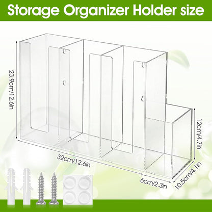 4 Compartments Acrylic Coffee Cup and Lid Holder, Plastic Disposable Paper Cups Dispenser Organizer Clear Lid Straw Holder Accessories for Bar, House, Kitchen, Coffee