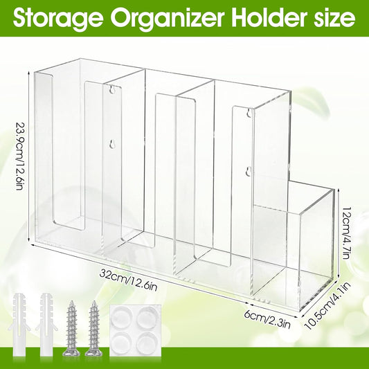 4 Compartments Acrylic Coffee Cup and Lid Holder, Plastic Disposable Paper Cups Dispenser Organizer Clear Lid Straw Holder Accessories for Bar, House, Kitchen, Coffee