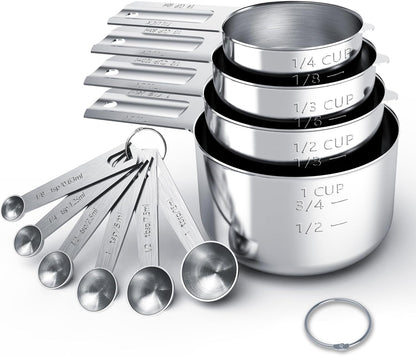 TILUCK Stainless Steel Measuring Cups & Spoons Set, Cups and Spoons,Kitchen Gadgets for Cooking & Baking (10)