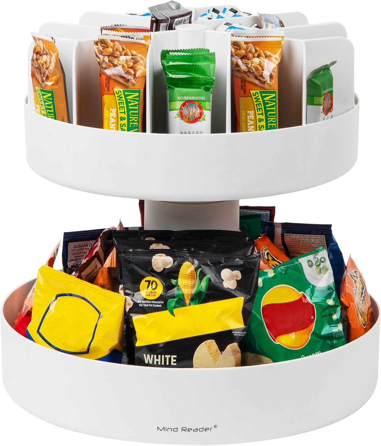 Mind Reader Snack Carousel, Countertop Organizer, Snack Tray, Condiment Holder, Breakroom, Kitchen, Black