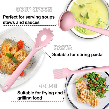 Umite Chef 22-Piece Silicone Cooking Utensils Set，Heat Resistant & Dishwasher Safe Kitchen Tools, Black Non-Scratch Spatula Set for Nonstick Cookware (Khaki)