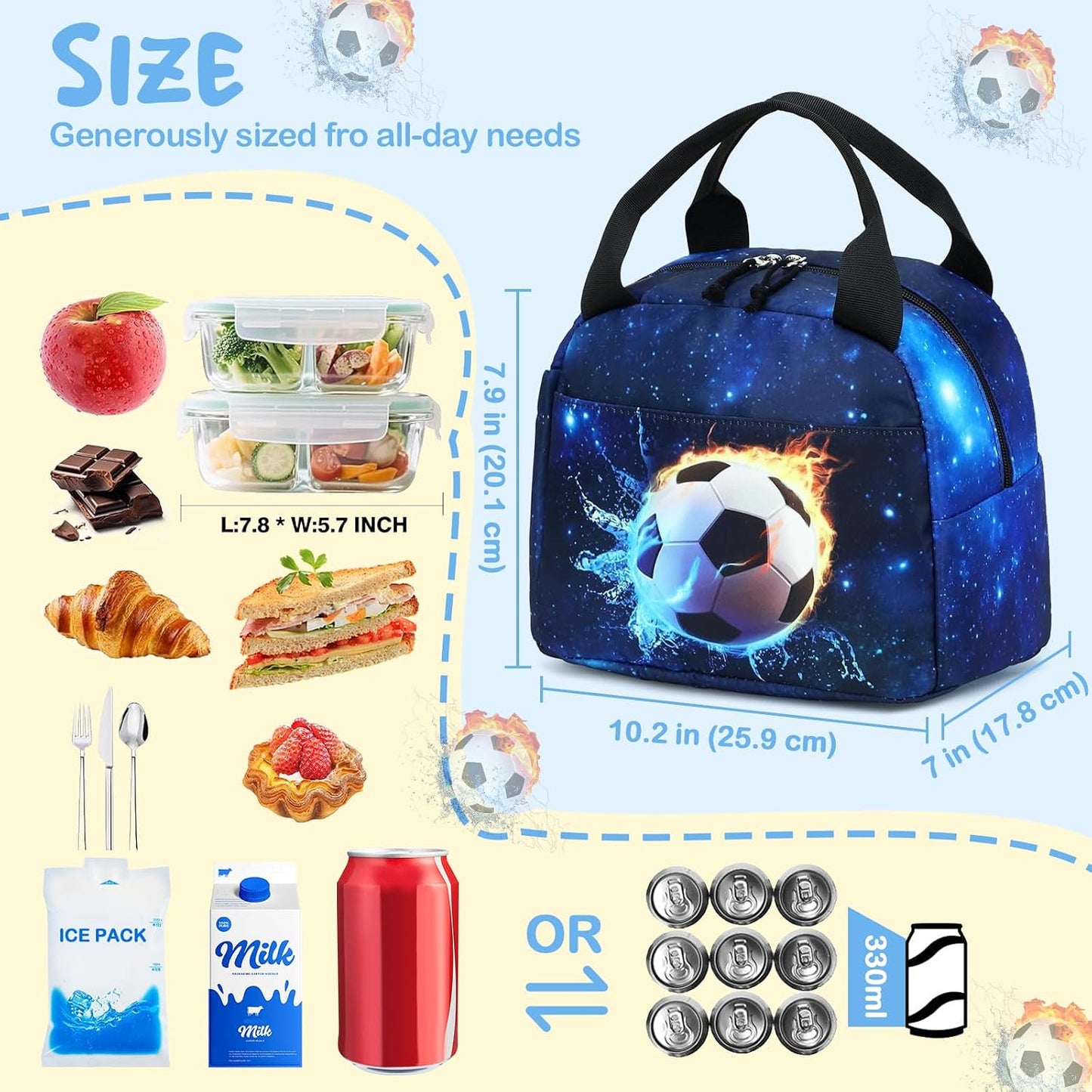 CAMTOP kids lunch bag Cute Insulated lunch box for Boys & Girls Leakproof loncheras for school