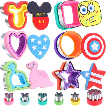 12 Pcs Sandwich Cutter and Sealer Set, Bread Decruster Pancake Maker DIY Cookie Cutters Vegetable Cutter Shapes for Kids, Ideal for School Lunch Boxes and Bento Boxes Boys Girls