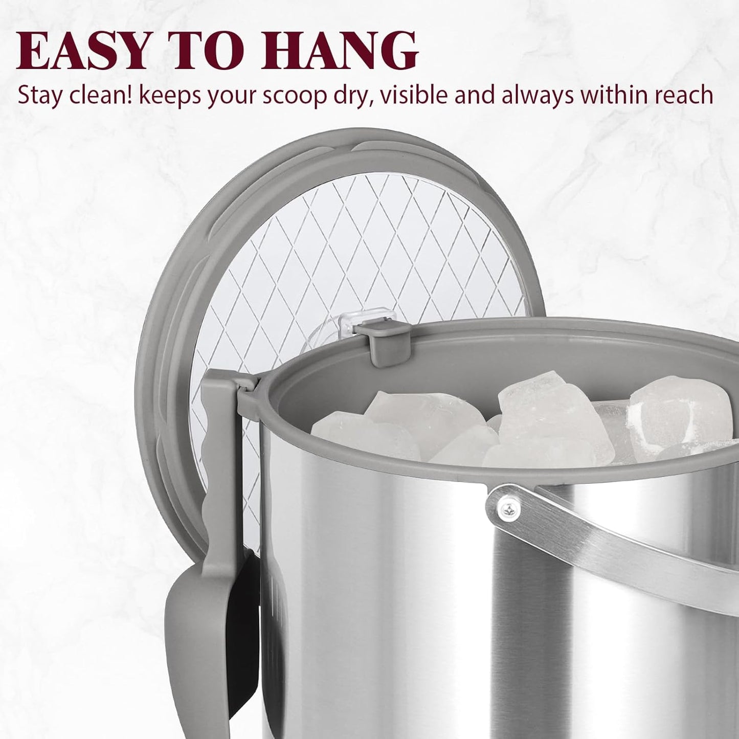 6.8L/7QT Insulated Ice Bucket with Lid & Scoop,Double-Wall Ice Bucket for Parties,Cocktail Bar(White)