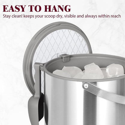 6.8L/7QT Insulated Ice Bucket with Lid & Scoop,Double-Wall Ice Bucket for Parties,Cocktail Bar(White)