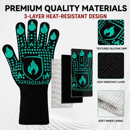 BBQ & Grill Gloves, Oven Gloves Heat Resistant, 1 Pair, Red (L)