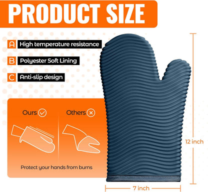 Yutat Silicone Oven Mitts - Oven Mitts and Pot Holders Sets Made of Non-Slip & BPA-Free Silicone, High Heat Resistant 500 Degrees, Perfect for Kitchen Cooking Baking BBQ, Peak Green