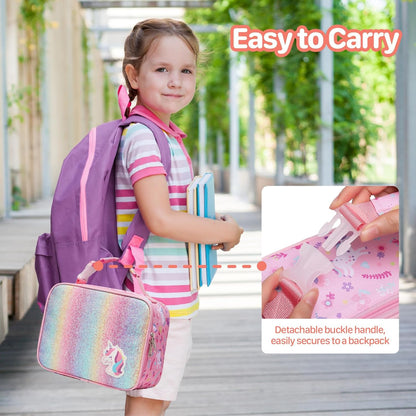 Kids Lunch Bag Boys - Insulated Kids Lunch Box Reusable Lunchbox with Water Bottle Holder Toddler Lunch Tote Bag for School Daycare, Black Dino Fossil