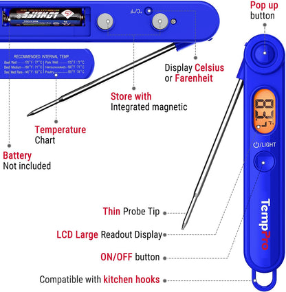 TempPro TempSwift 1 Sec Digital Meat Thermometer for Cooking