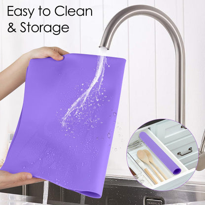 Extra Large Silicone Mats for Kitchen Counter, 27.6'' x 19.7'' Nonskid Silicone Placemats for Kids, Nonstick Purple Silicone Mat for Baking Crafts, Silicone Dab Mat Heat Resistant, 1Pack - Colors A