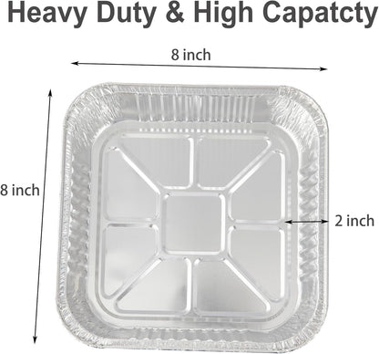 Waytiffer 25pack- 8 x 8 Aluminum foil Pans Disposable Heavy Duty Square baking Cake Pan, Cooking Tins Homemade Breads Oven Pans,Foil Pan, Baking pan Roasting