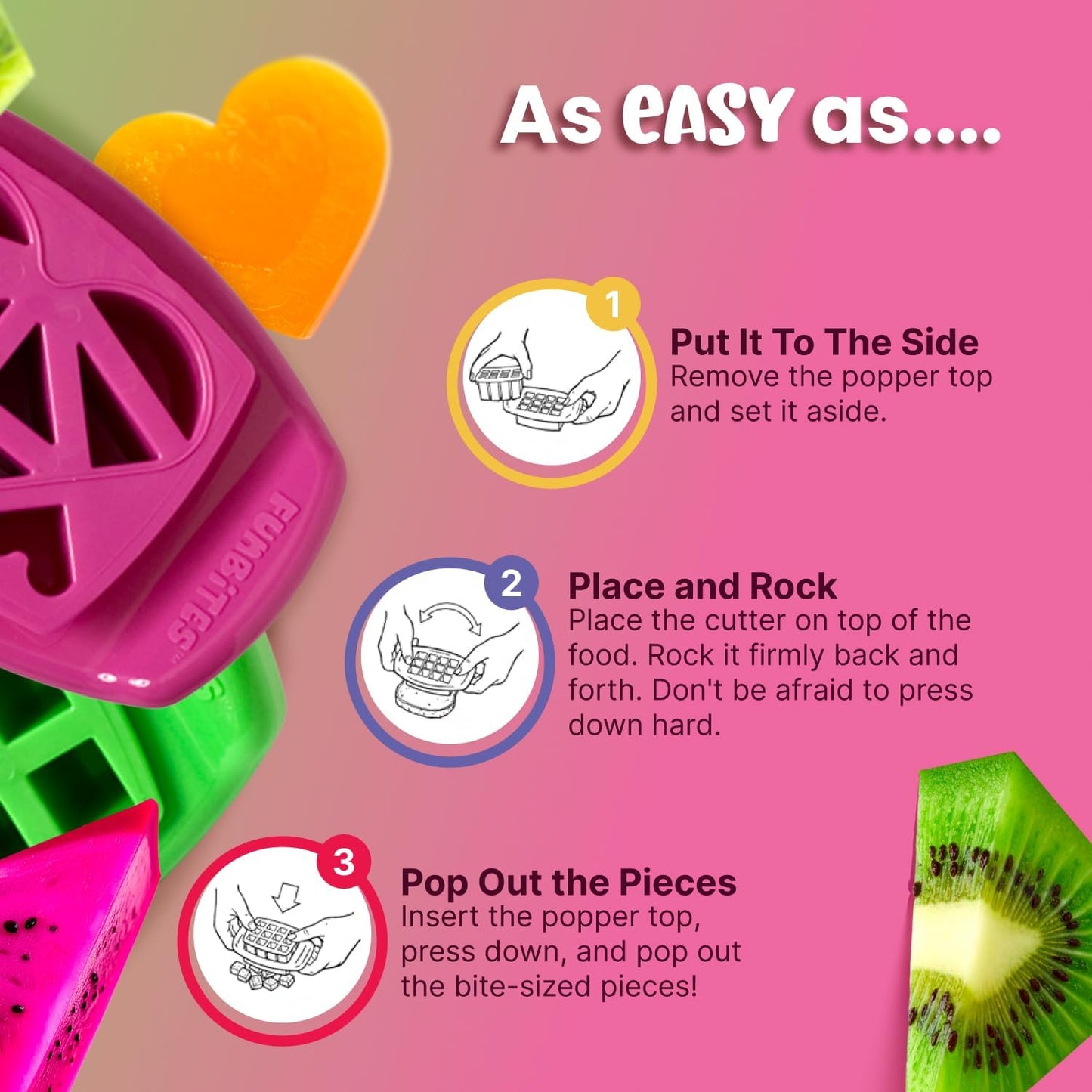 FUNBITES Crustless Sandwich Cutter for Kids Lunch, Uncrustable Sandwich Cutter (6-piece set), Bite-Size Food Cutter for Toddlers, Bento Box Accessories, Dishwasher Safe, Squares/Hearts/Triangles 3pk