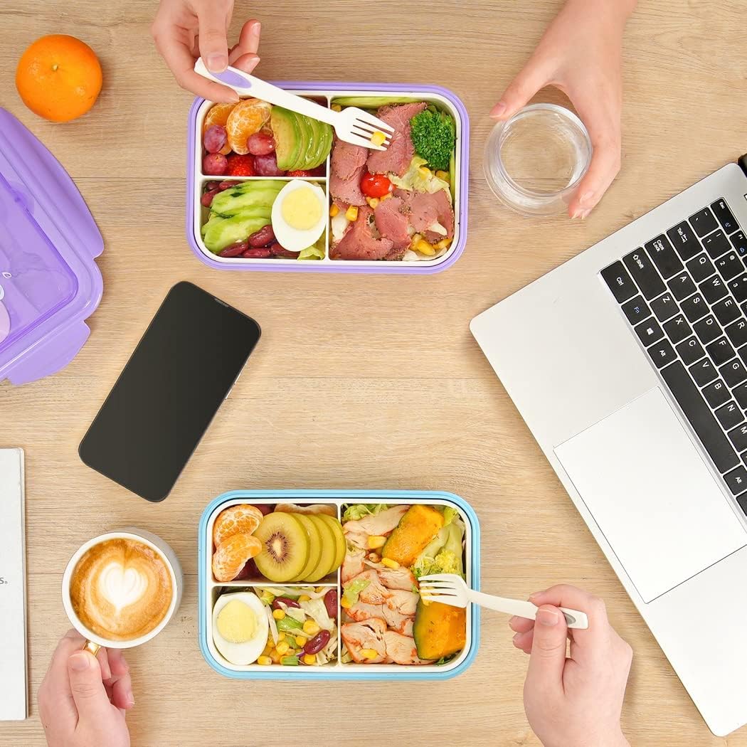 Bento Boxes for Adults - 1100 ML Bento Lunch Box Container For Kids With Spoon & Fork - Durable Perfect Size for On-the-Go Meal, BPA-Free and Food-Safe Materials(Grey)