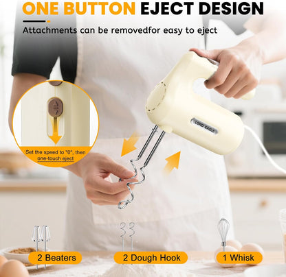 5-Speed Small Hand Mixer Electric, 300W Compact Portable, Black