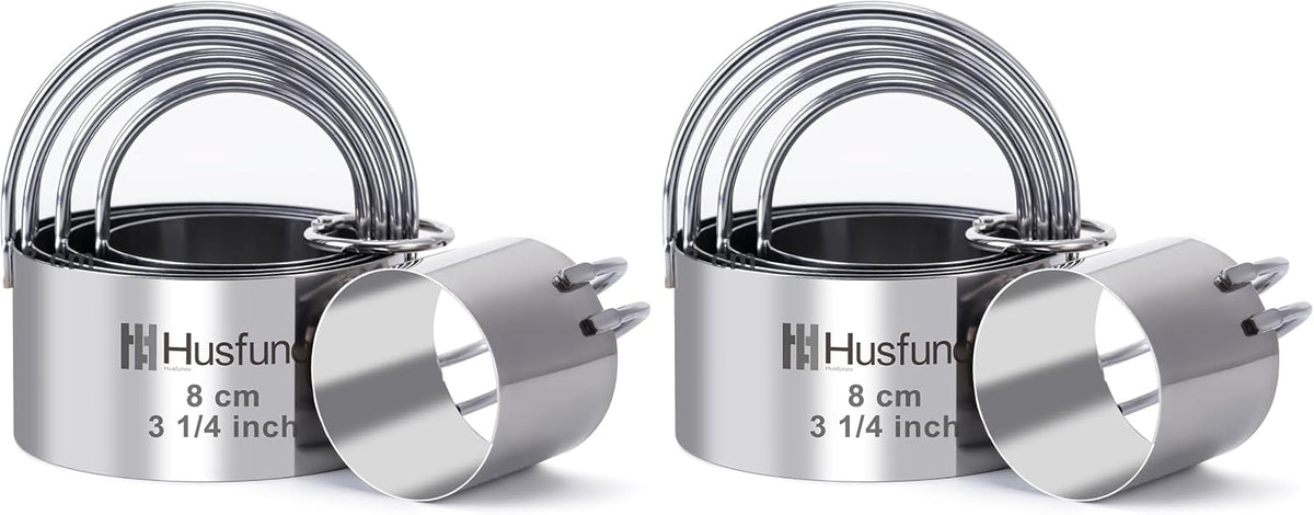 Husfunov Biscuit Cutter Set, Round Cookie Cutters with Handle