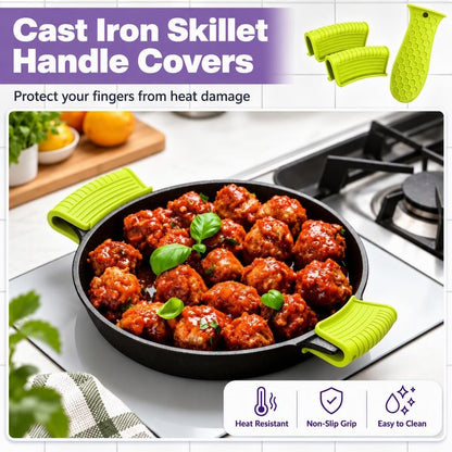 10Pcs Cast Iron Handle Cover, Silicone Pot Holders