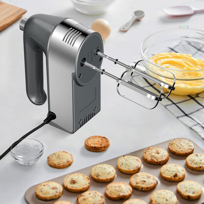 Hand Mixer Electric, 450W Kitchen Mixers with Scale Cup Storage Case, Turbo Boost/Self-Control Speed + 5 Speed + Eject Button + 5 Stainless Steel Accessories, For Easy Whipping Dough, Cream, Black