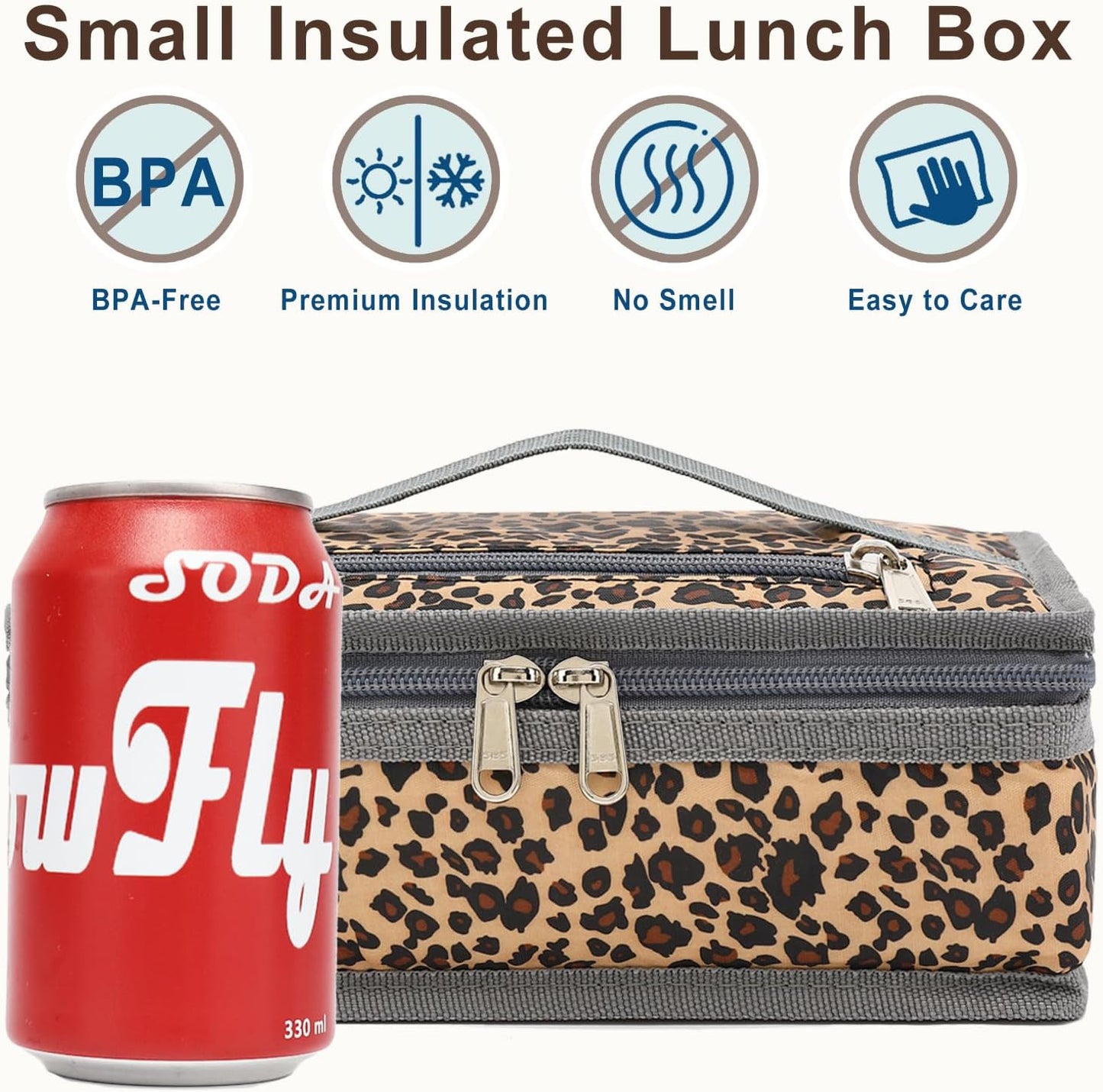 FlowFly Small Insulated Lunch box Portable Soft Bag Mini Cooler Thermal Meal Tote Kit with Handle for Work & School, Black