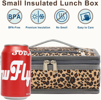 FlowFly Small Insulated Lunch box Portable Soft Bag Mini Cooler Thermal Meal Tote Kit with Handle for Work & School, Black