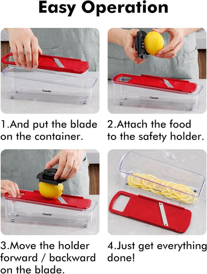 Geedel Professional Mandoline Slicer for Kitchen, Multi Purpose Vegetable Slicer Cutter, Vegetable Cutter Onion Cutter for Veggie Fruit Cheese
