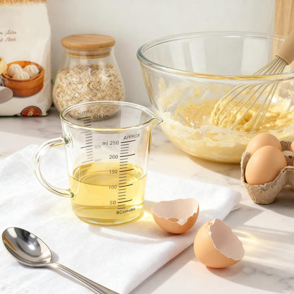 Glass Measuring Cup,Liquid Measuring Cups with 3 Scale(700ml,24oz,3cups) for Kitchen,Restaurant Baking,Cooking,Prepping