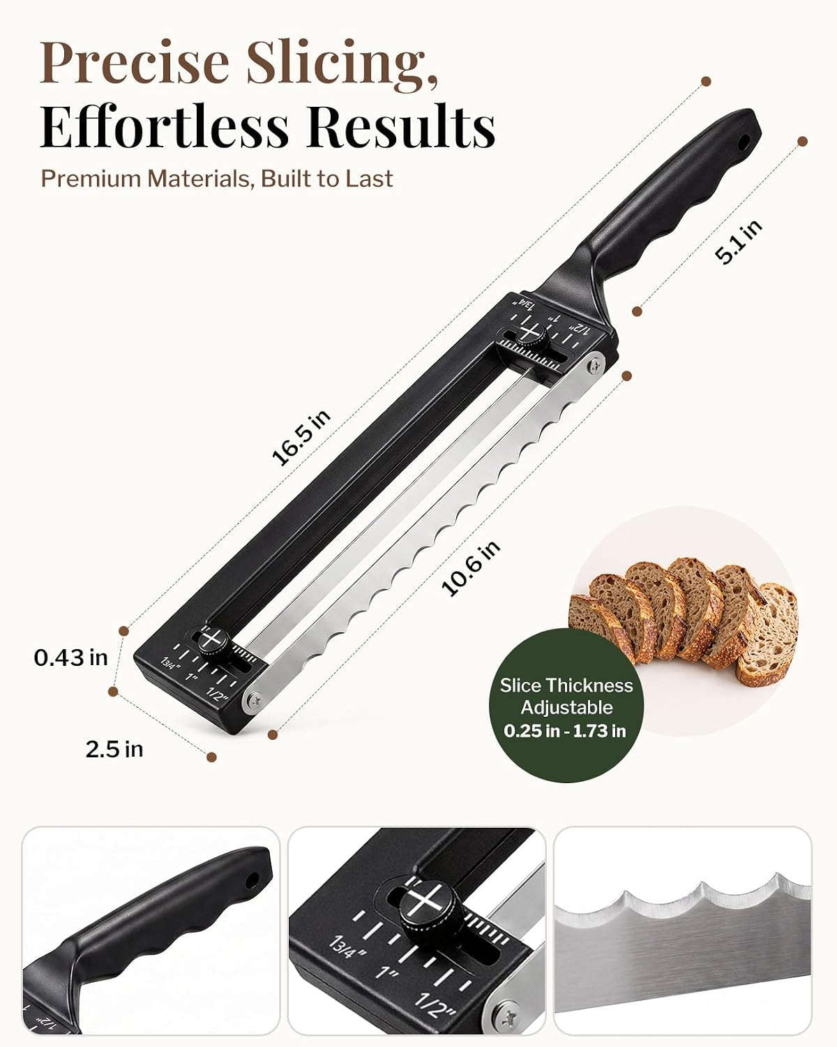 Adjustable Bread Knife, Ambidextrous Design Bread Slicer for Homemade Bread
