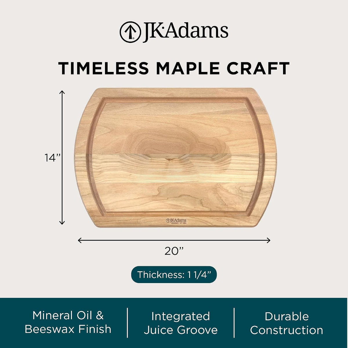 J.K. Adams Reversible Carving Board, 20" x 14" x 1.25"