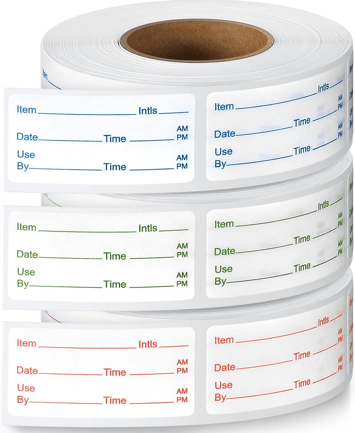 Harloon 3 Rolls 1500 Pcs Dissolvable Food Labels 1 x 2 Inch Removable Food Container Labels Stickers for Container Bottle Kitchen Restaurant Use, 3 Colors