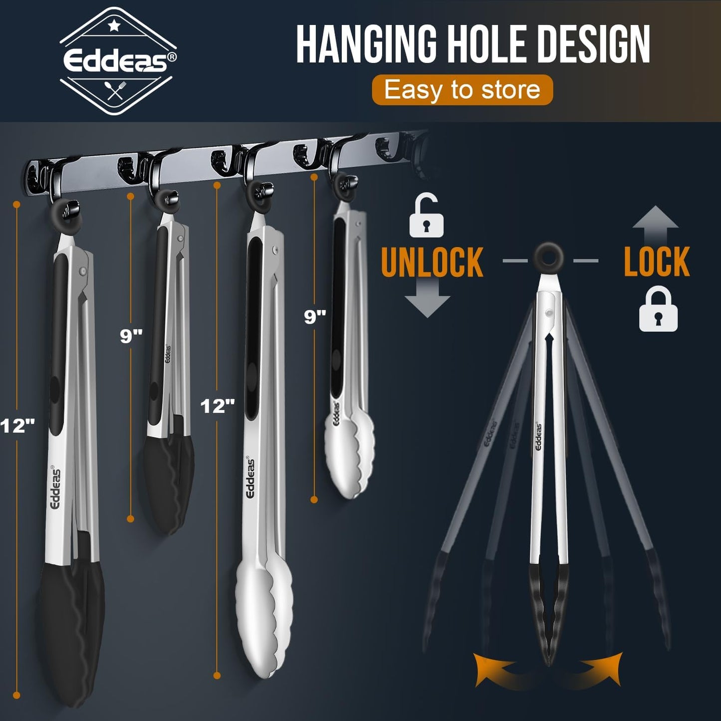 Eddeas Kitchen Tweezers Tongs, Cooking Tweezers Stainless Steel - 3 Size 12'' 10'' & 8 inch Ideal for Meat, pasta, plating and pinching delicate small pieces of food, Set of 3