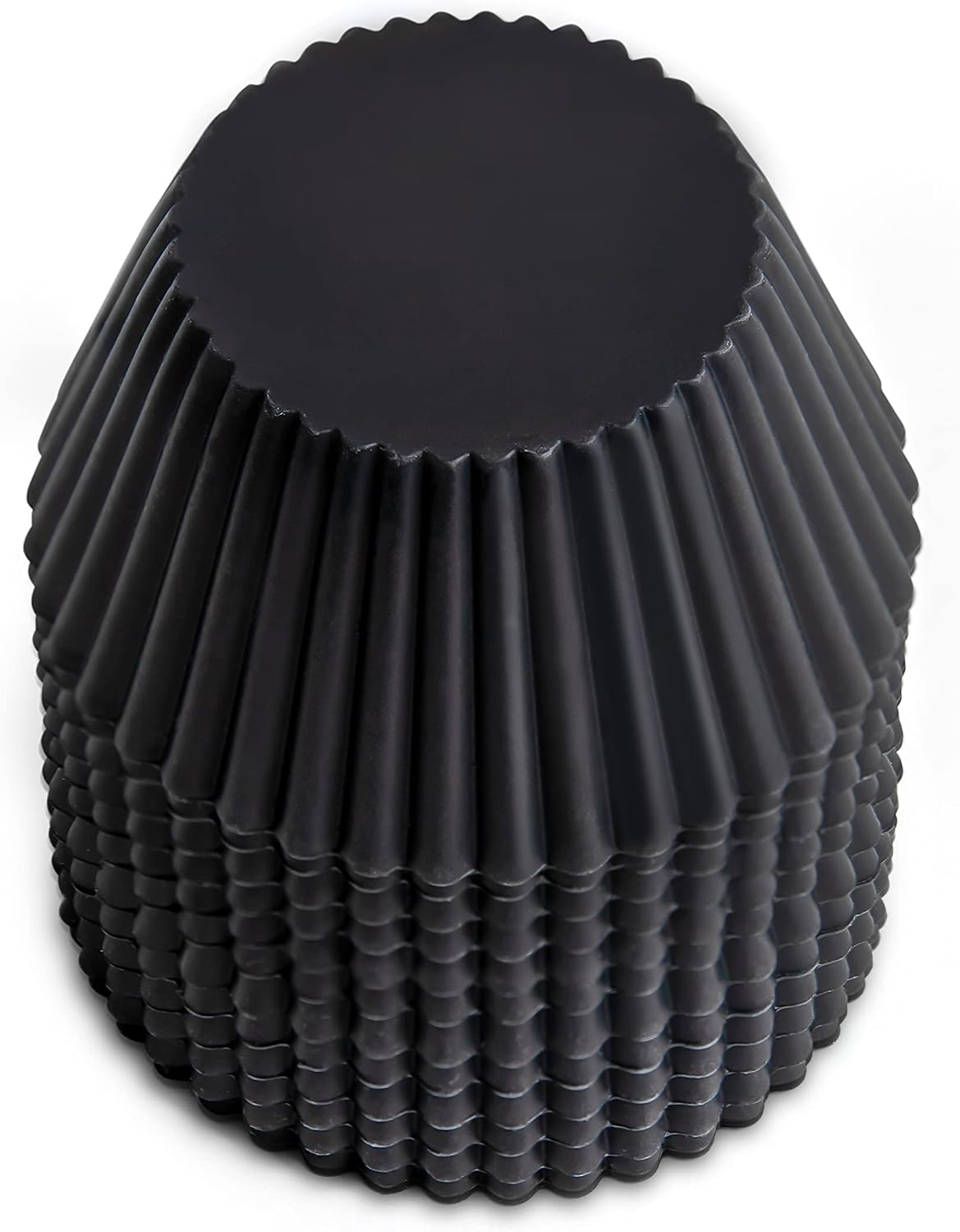Premium Reusable Silicone Muffin Liners - 12 BPA Free Silicone Cupcake Molds for Baking - LFGB/FDA - (Standard, Black)