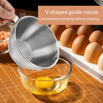 Mixing Bowl Stainless Steel Pour Spout Large Capacity Measuring Cup Handle and Scale for Baking Cooking and Egg Beating